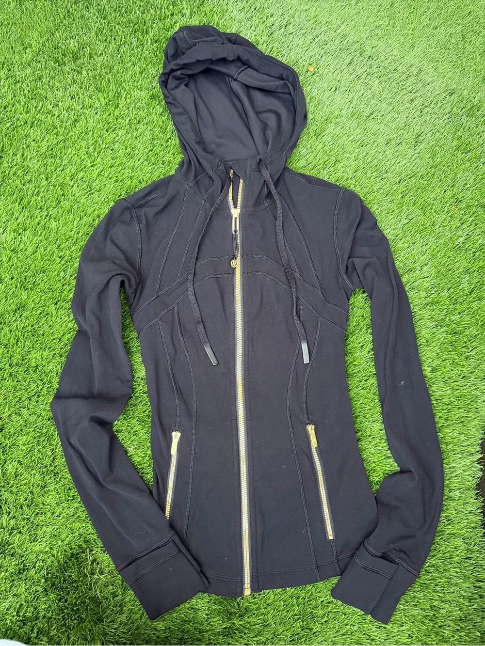 Lululemon Define Jacket Hoodie Gold Hardware Soft Nulu Square Dot Size 0